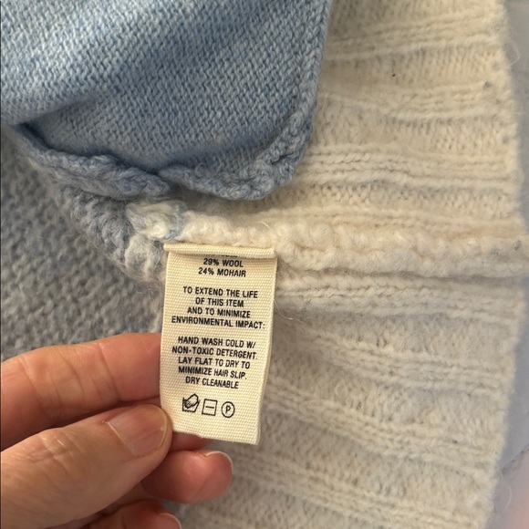 Alex Mill Fair Isle Button-Front Cardigan in Light Blue, Navy & Cream - Picture 6 of 8